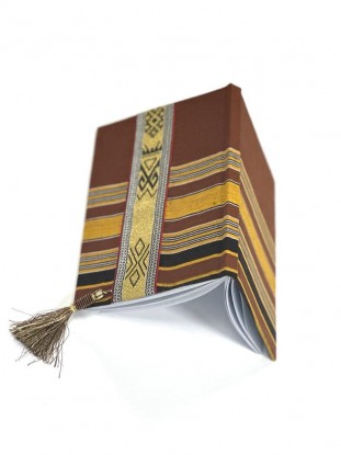 Brown notebook with fez